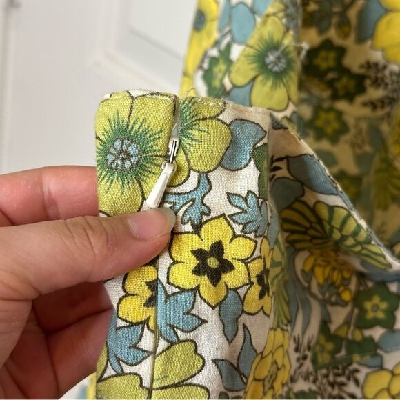 Y2K Old Navy Yellow Green Multicolor Floral Halter Mini Dress Sz 4 Coconut Girl - Picture 5 of 7